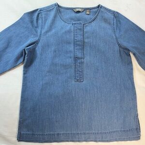 Chambray 3/4 Sleeve Tunic Blouse Size Medium EUC